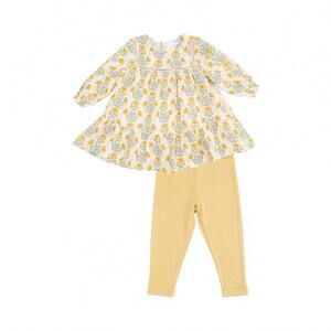 NEW ANGEL DEAR girl's ladder trim dress and ribbed leggings in yellow